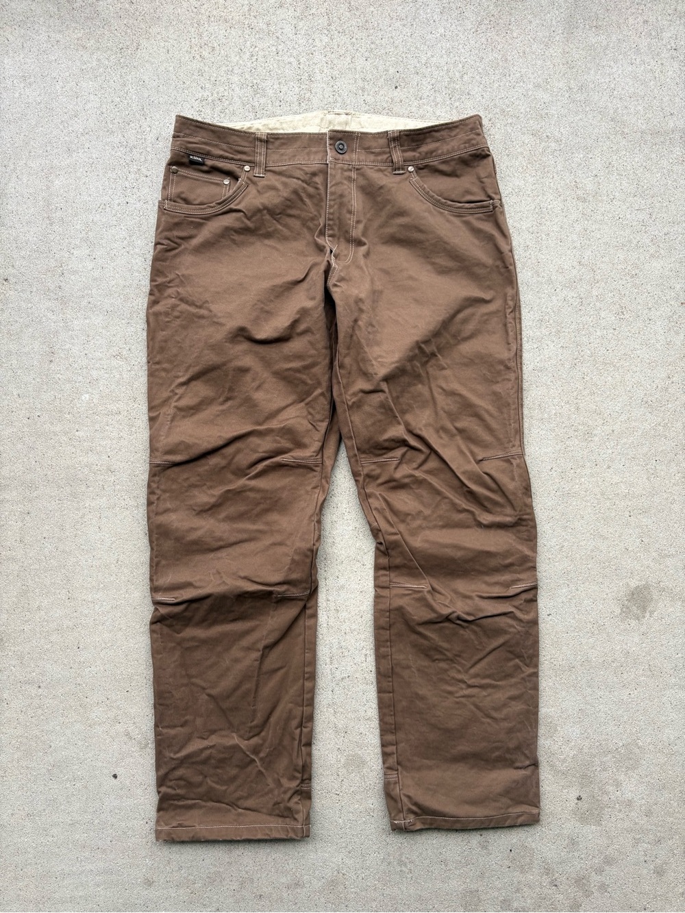 Kuhl Rydr Pants Brown Stretch Cotton Canvas Workwear Outdoor Brown Mens 36 x 30